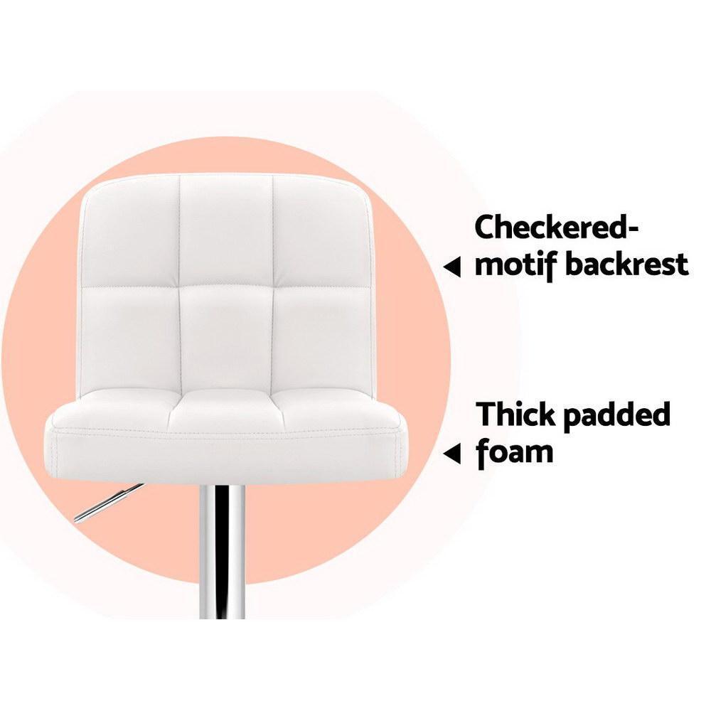 Set of 2 PU Leather Bar Stools - White - BSR