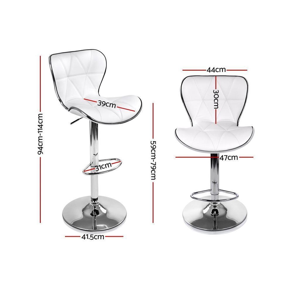 Set of 2 PU Leather Bar Stools - White - BSR