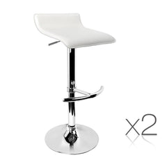 Set of 2 PU Leather Bar Stools - White - BSR