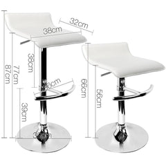 Set of 2 PU Leather Bar Stools - White - BSR