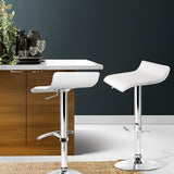 Set of 2 PU Leather Bar Stools - White - BSR