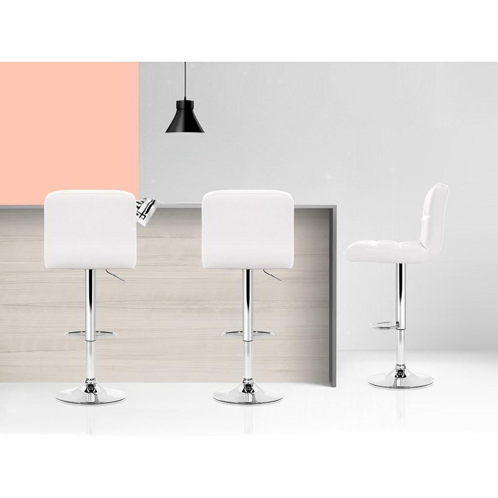 Set of 2 PU Leather Bar Stools - White - BSR