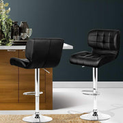 Set of 2 PU Leather Gas Lift Bar Stools - Black - BSR