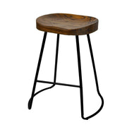 Set of 2 Wooden Backless Bar Stools - Black - BSR