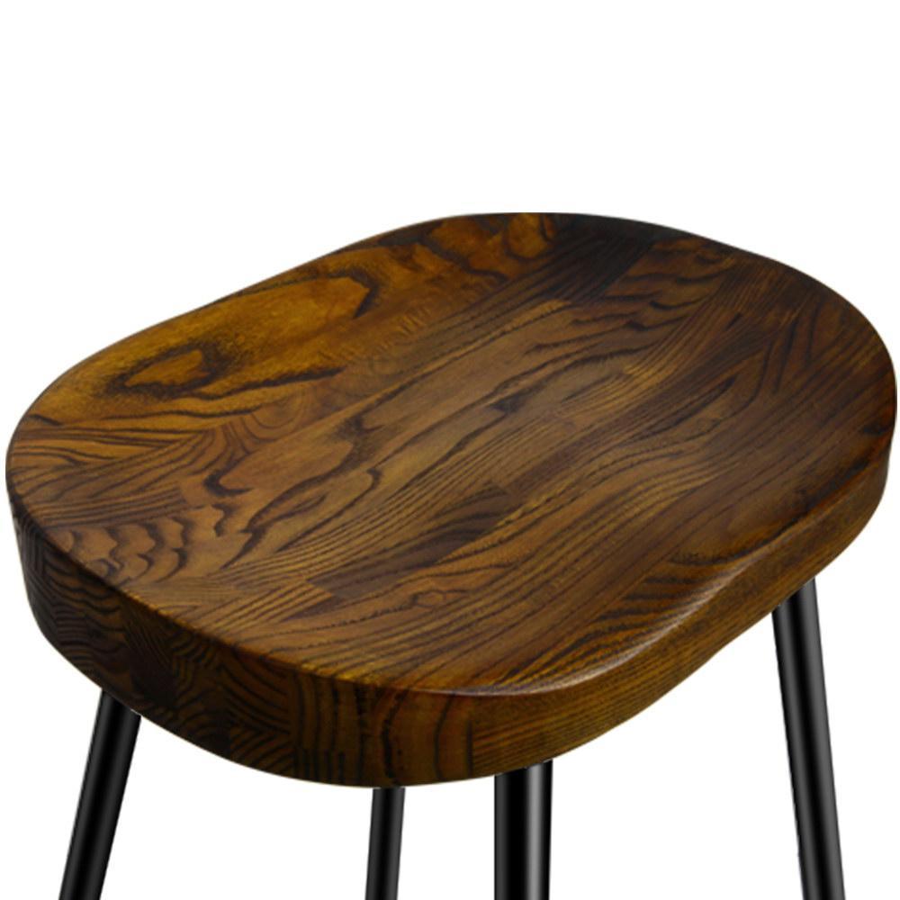 Set of 2 Wooden Backless Bar Stools - Black - BSR