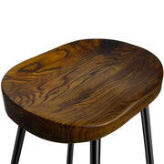 Set of 2 Wooden Backless Bar Stools - Black - BSR