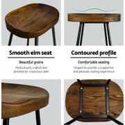 Set of 2 Wooden Backless Bar Stools - Black - BSR