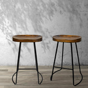 Set of 2 Wooden Backless Bar Stools - Black - BSR