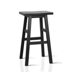 Set of 2 Wooden Backless Bar Stools - Black - BSR