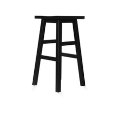 Set of 2 Wooden Backless Bar Stools - Black - BSR