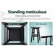 Set of 2 Wooden Backless Bar Stools - Black - BSR