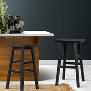 Set of 2 Wooden Backless Bar Stools - Black - BSR