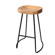 Set of 2 Wooden Backless Bar Stools - Natural - BSR