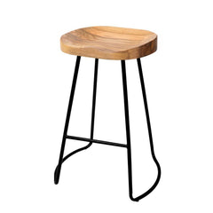 Set of 2 Wooden Backless Bar Stools - Natural - BSR