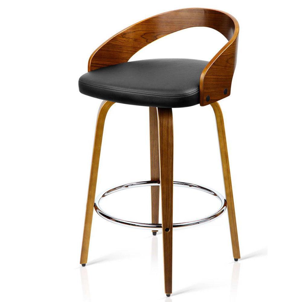 Set of 2 Wooden Bar Stools - Black - BSR