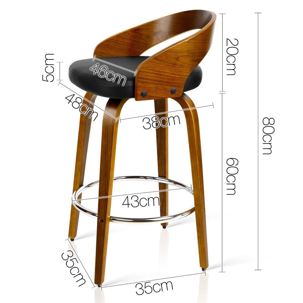 Set of 2 Wooden Bar Stools - Black - BSR