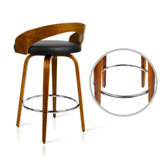 Set of 2 Wooden Bar Stools - Black - BSR