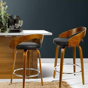 Set of 2 Wooden Bar Stools - Black - BSR