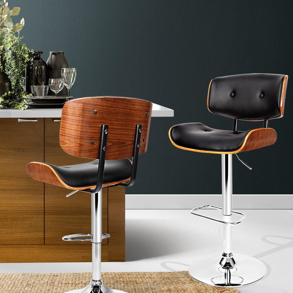Wooden Gas Lift  Bar Stools - Black - BSR